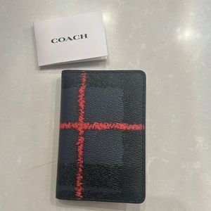 NWT Coach Window Pane Plaid Men’s Wallet Navy/Multi